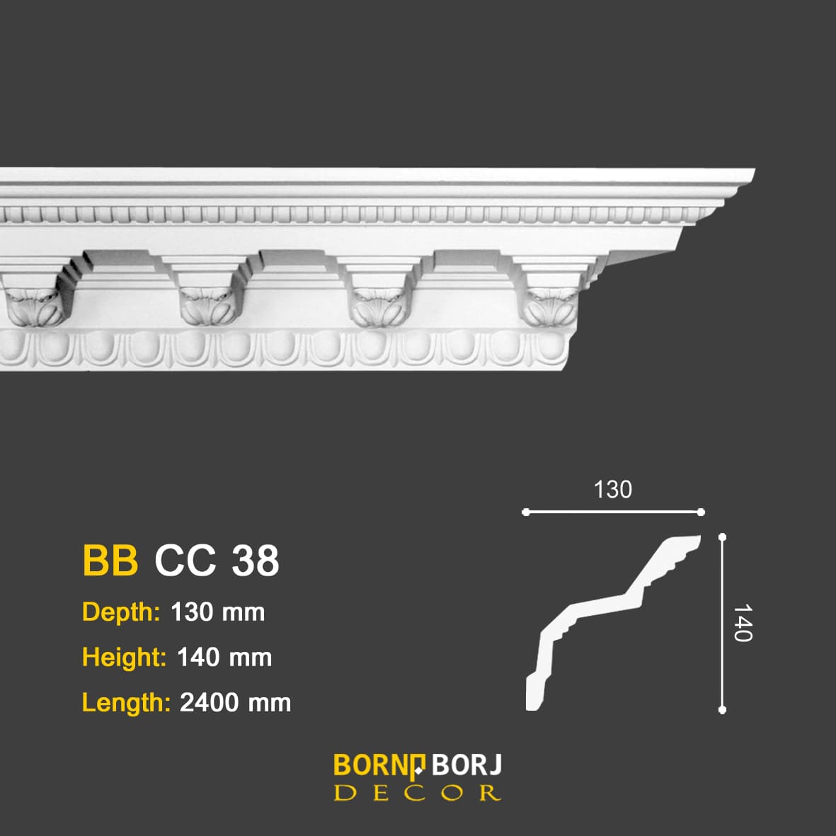 قیمت گچبری پیش ساخته سقف, BB-CC 38 ابزار گلویی پلی یورتان عثمانی, قیمت ابزار گلویی, cornice ceiling price, برنا برج دکور, ابزار گلویی پلی یورتان شیراز